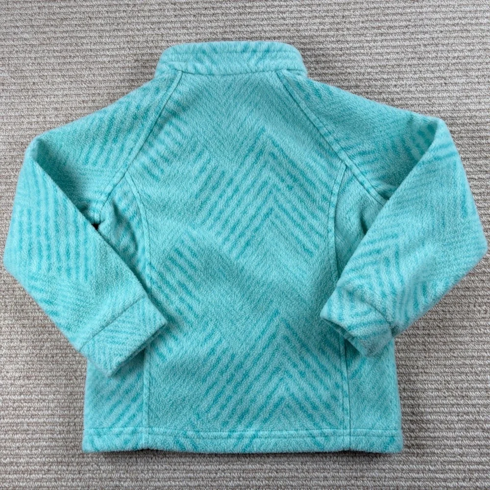 Columbia Fleece Jacket Kids 4T Teal Green Chevron Outdoor Play Zip‎ Up